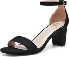 Women Open Toe Low Chunky Short Heels Ankle Strap Block Heel Sandals