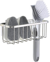 Sunny Point Never Rust Deluxe Kitchen Sink Sponge Holder Organizer with Adhesive Mount