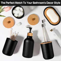 Black Bathroom Accessories Set 5 Pcs, Matte Black Bathroom Décor