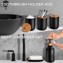 Black Bathroom Accessories Set 5 Pcs, Matte Black Bathroom Décor