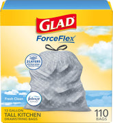 Glad Tall Kitchen Drawstring Trash Bags - Odor shield 13 Gallon White Trash Bag, 110 Count