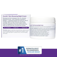 CeraVe Skin Renewing Night Cream, Niacinamide, Peptide Complex, and Hyaluronic Acid Moisturizer for Face