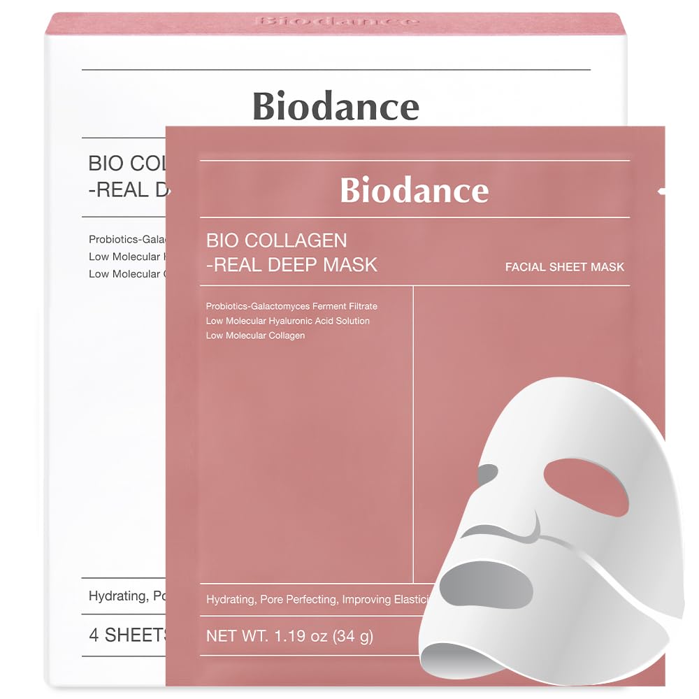 BIODANCE Bio-Collagen Real Deep Mask, Hydrating Overnight Hydrogel Mask, 34g x4ea