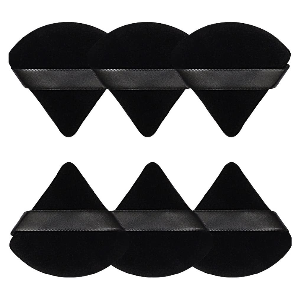 PIMOYS 6 Pcs Powder Puff Face Soft Triangle Makeup Puff Velour Makeup Sponge Beauty Blender