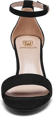 Women Open Toe Low Chunky Short Heels Ankle Strap Block Heel Sandals