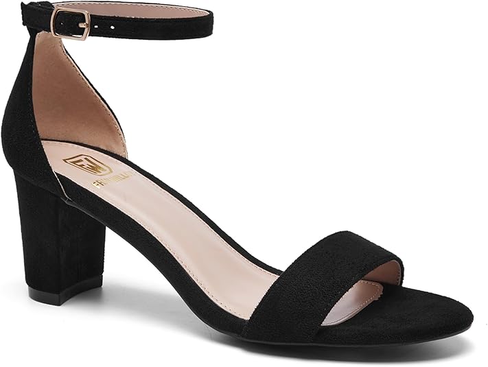 Women Open Toe Low Chunky Short Heels Ankle Strap Block Heel Sandals