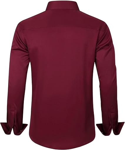 J.VER Men's Dress Shirts Solid Long Sleeve Stretch Wrinkle-Free Formal Shirt Business Casual Button Down Shirts
