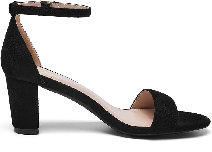 Women Open Toe Low Chunky Short Heels Ankle Strap Block Heel Sandals