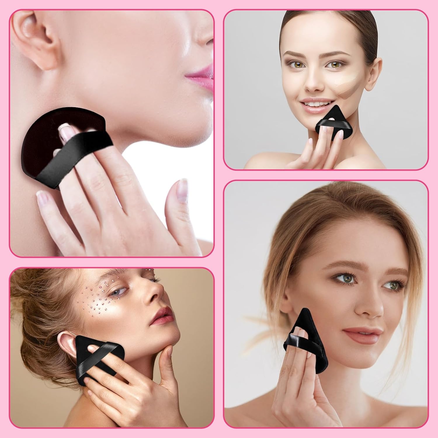 PIMOYS 6 Pcs Powder Puff Face Soft Triangle Makeup Puff Velour Makeup Sponge Beauty Blender