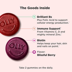 OLLY Women's Multivitamin Gummy, Berry Flavor, 45 Day Supply - 90 Count