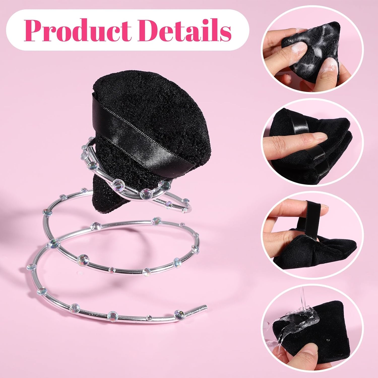 PIMOYS 6 Pcs Powder Puff Face Soft Triangle Makeup Puff Velour Makeup Sponge Beauty Blender