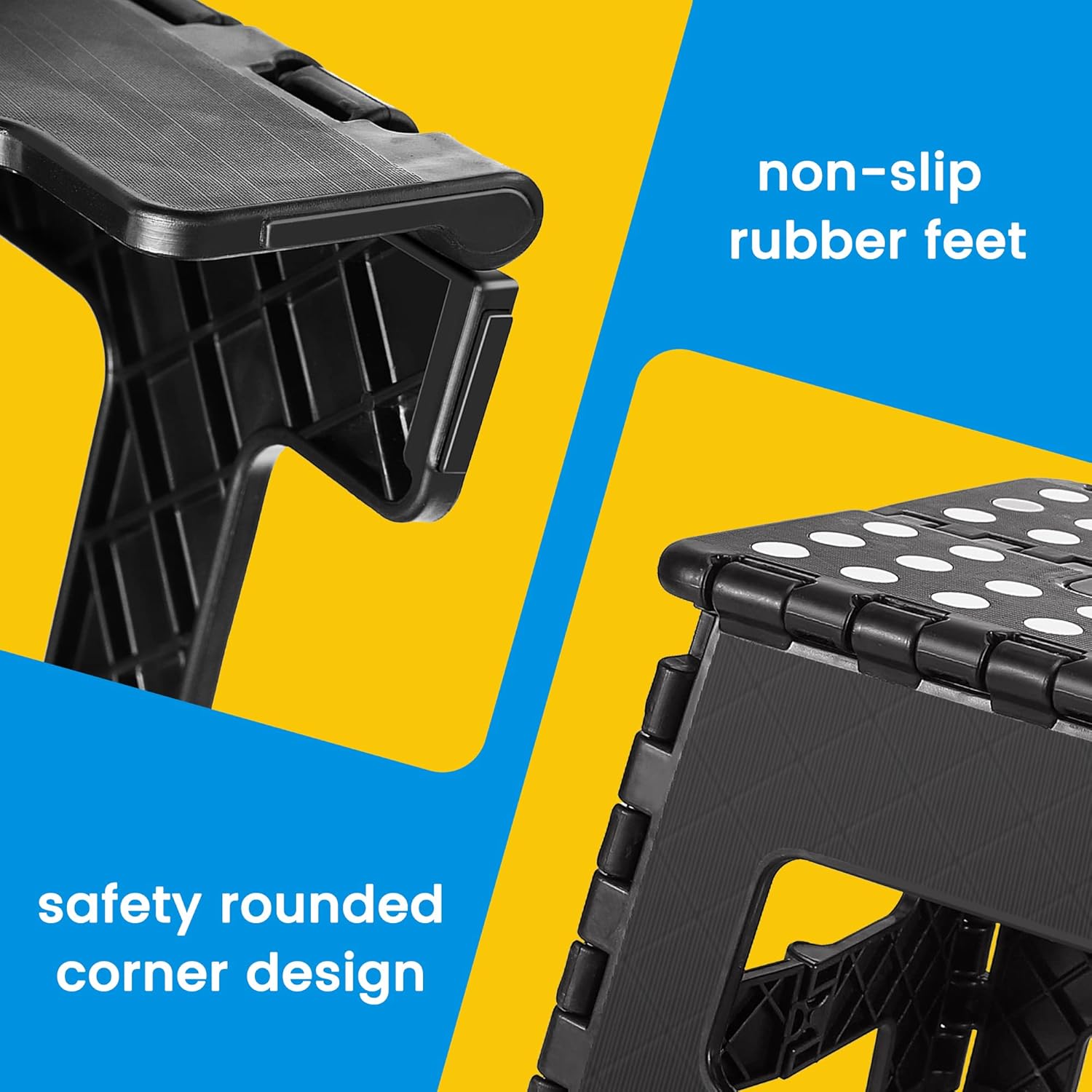 ACSTEP Folding Step Stool Holds Up to 300 lb Plastic Foldable Step Stools for Kids Non-Slip Surface with Carry Handle Stool