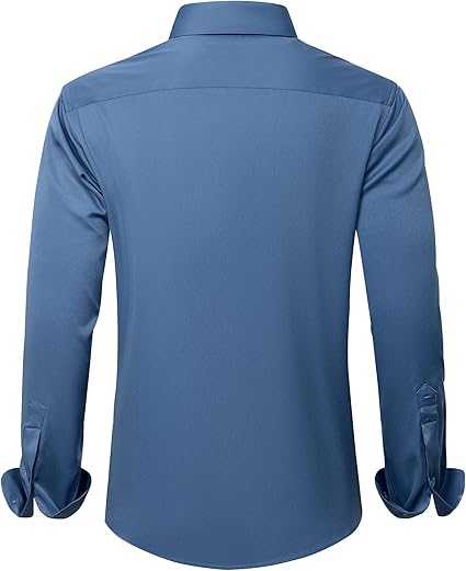 J.VER Men's Dress Shirts Solid Long Sleeve Stretch Wrinkle-Free Formal Shirt Business Casual Button Down Shirts