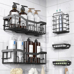 Adhesive Shower Caddy, 5 Pack Rustproof Stainless Steel Bath Organizers With Large Capacity, for Bathroom