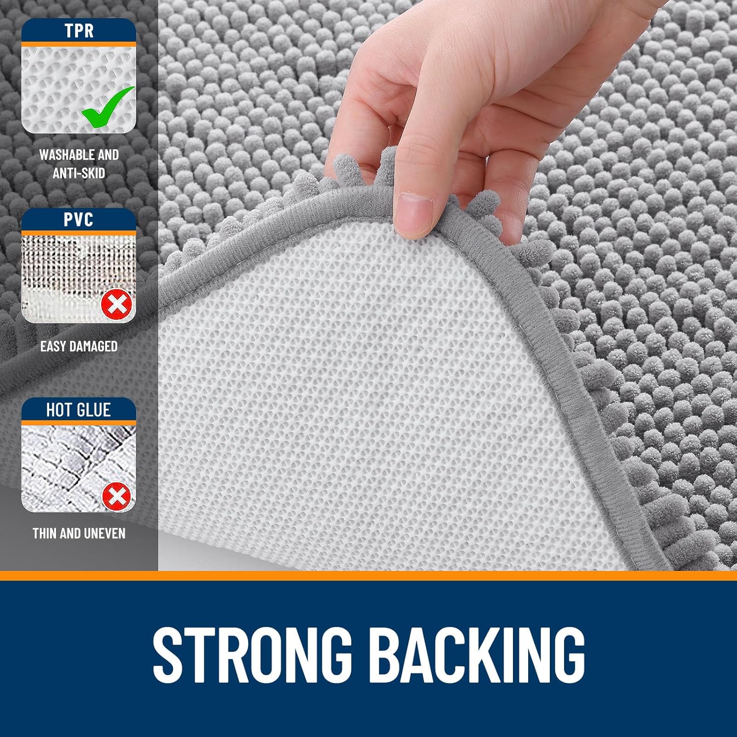 OLANLY Bathroom Rugs 30x20, Extra Soft Absorbent Chenille Bath Rugs