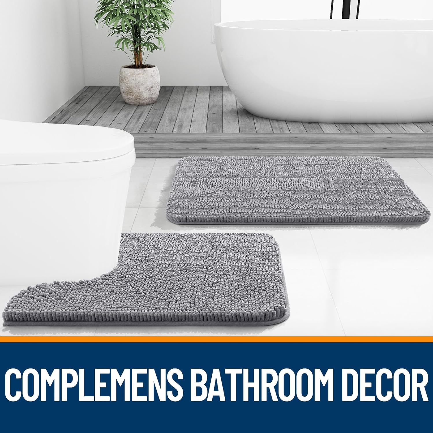 OLANLY Bathroom Rugs 30x20, Extra Soft Absorbent Chenille Bath Rugs