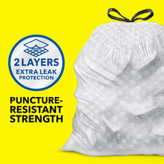 Glad Tall Kitchen Drawstring Trash Bags - Odor shield 13 Gallon White Trash Bag, 110 Count