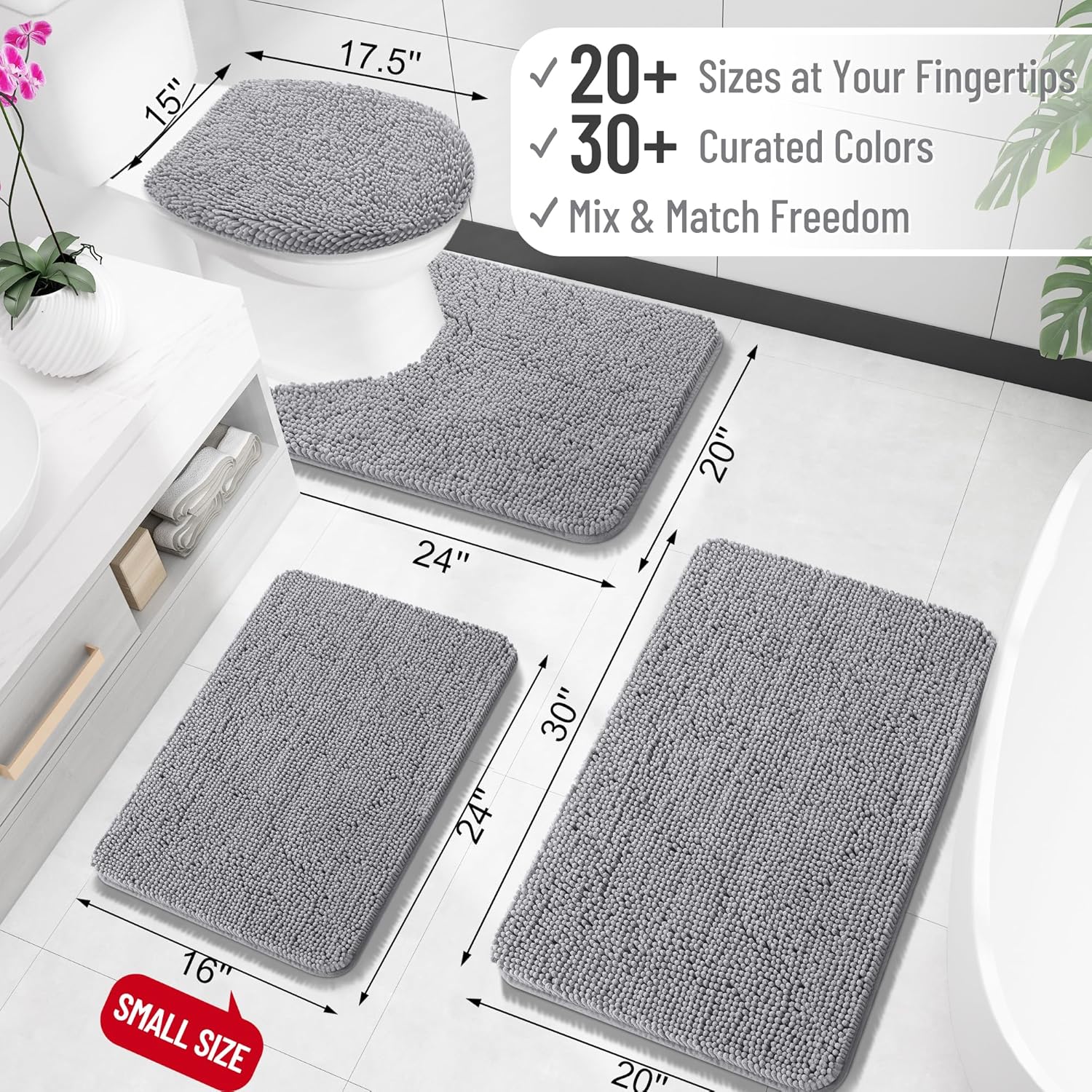 OLANLY Bathroom Rugs 30x20, Extra Soft Absorbent Chenille Bath Rugs